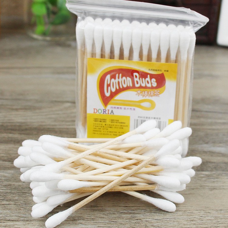 居家美容清洁好帮手：一次性木棒双头棉签（50支装）